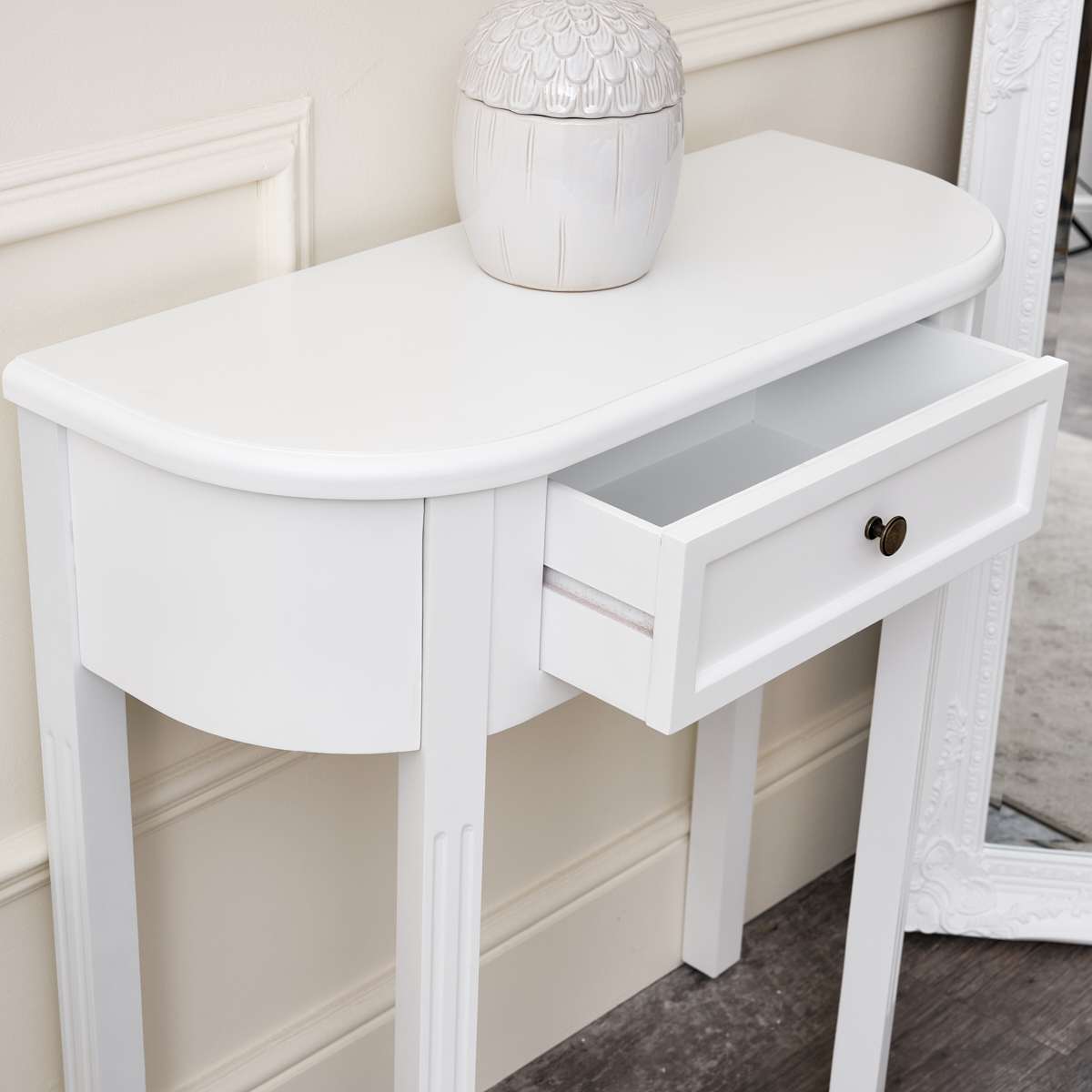 White Half Moon Table Daventry White Range