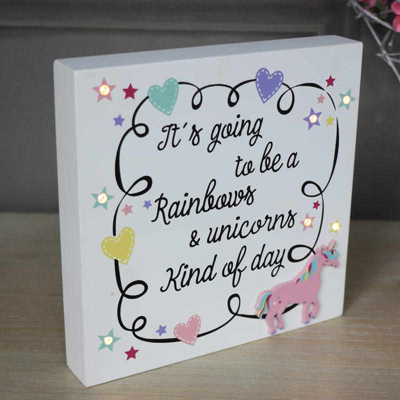 White LED Light Up Unicorn Plaque