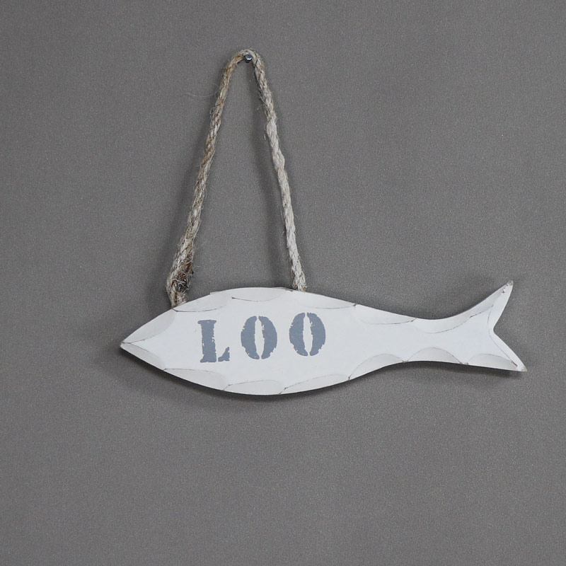 White 'Loo' Fish Door Sign