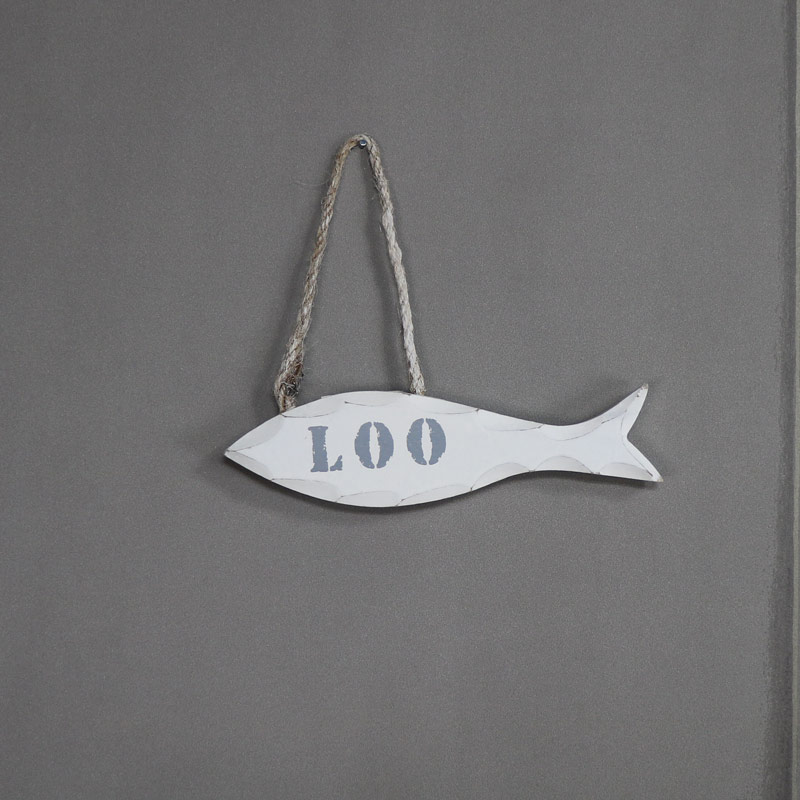 White 'Loo' Fish Door Sign