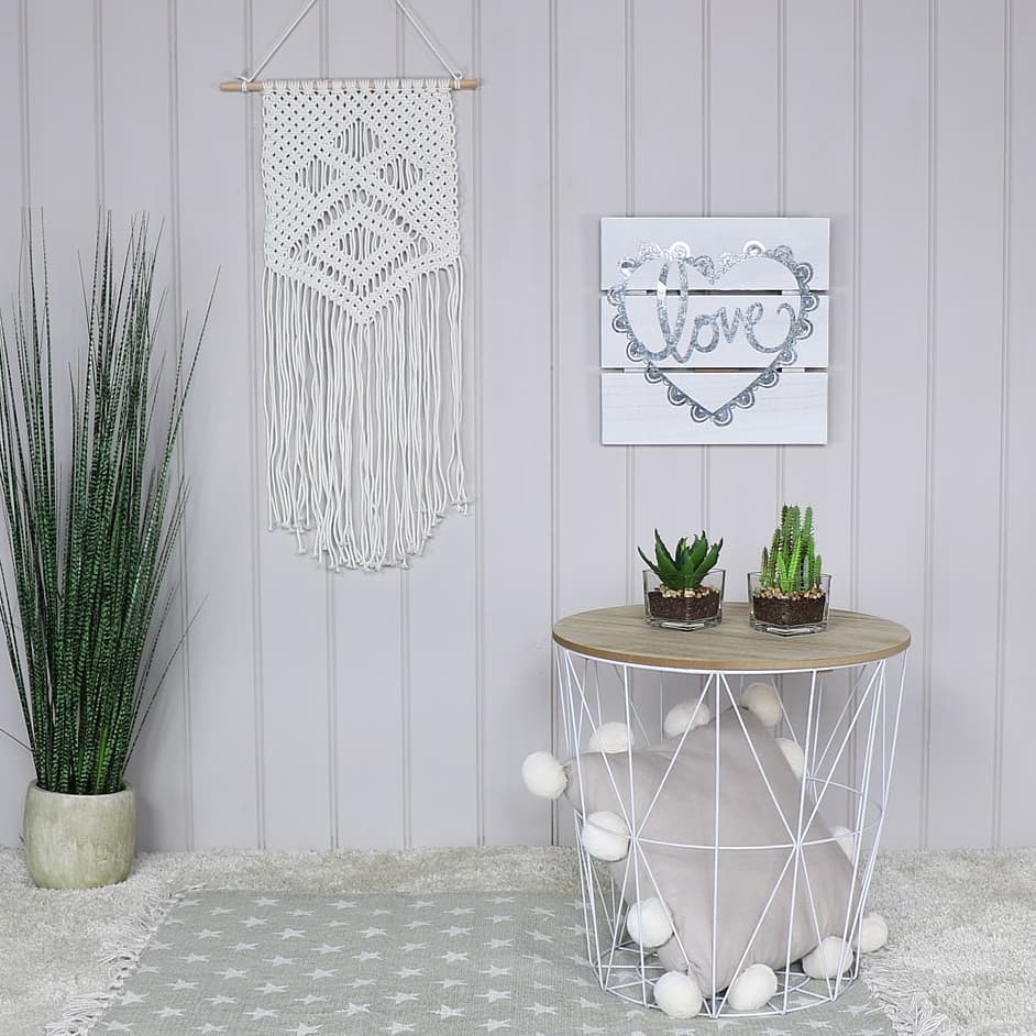 White Macramé Boho Wall hanging