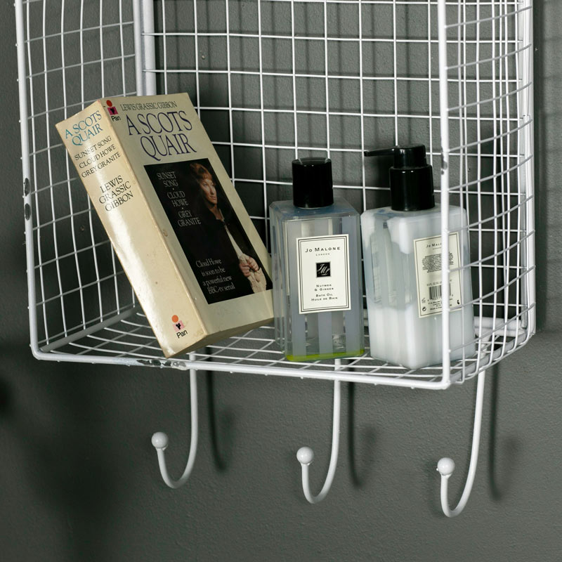 White Metal Bathroom Shelves Storage Unit