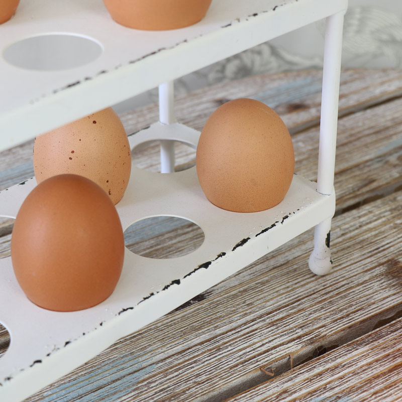 White Metal Egg Rack with Blackboard