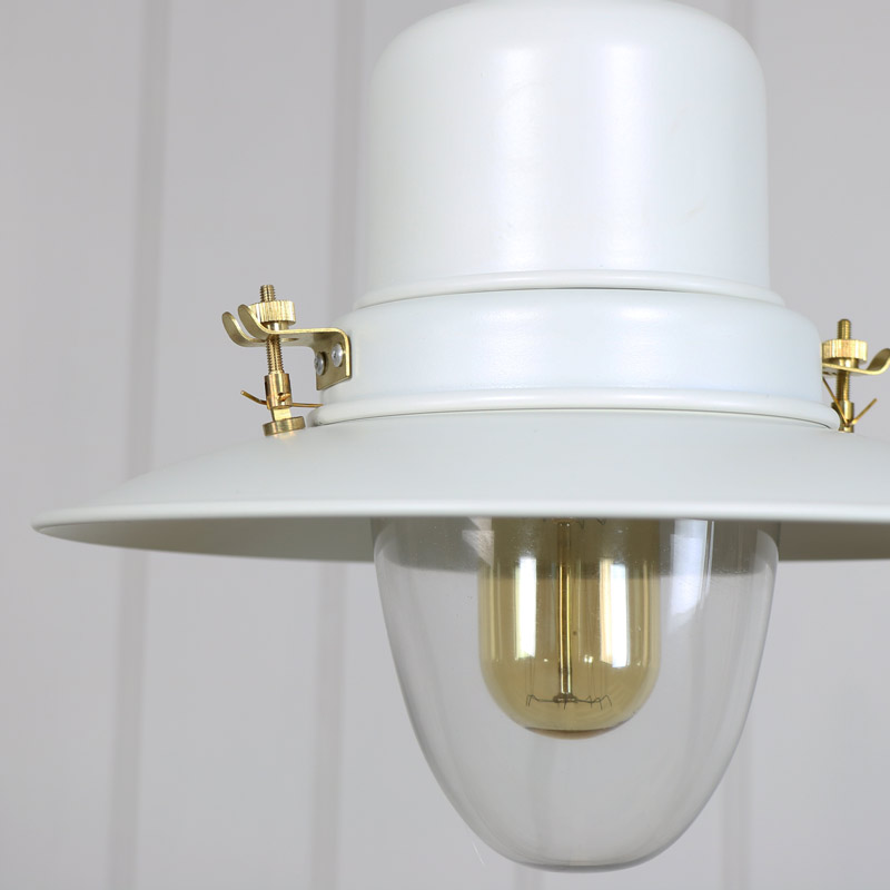 White Metal Industrial Fisherman Style Ceiling Light