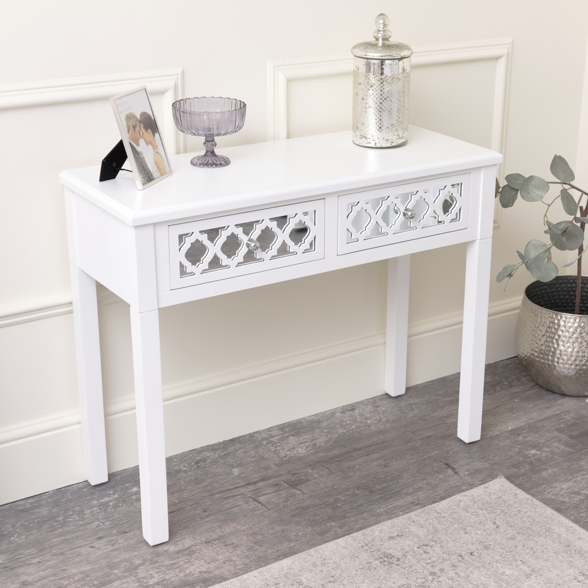 White Mirrored Console Table / Dressing Table Sabrina White Range