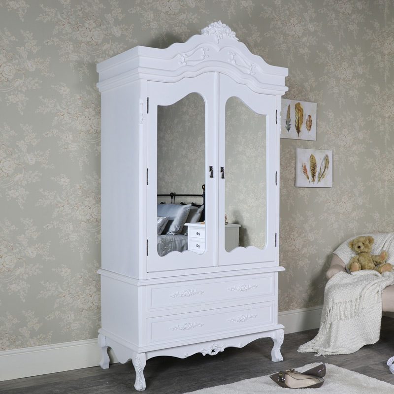 White Mirrored Double Wardrobe - Rose Range DAMAGED SECONDS ITEM 2006