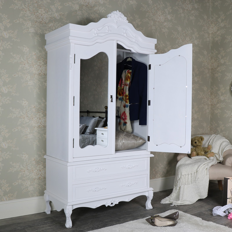 White Mirrored Double Wardrobe - Rose Range DAMAGED SECONDS ITEM 2006