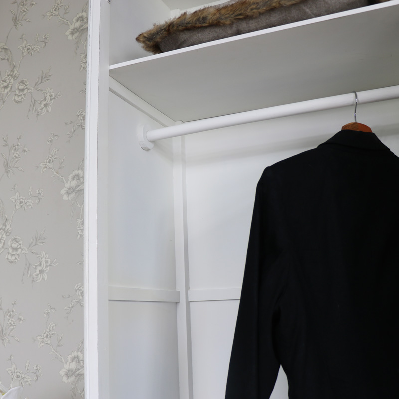 White Ornate French Single Wardrobe - Elise White Range