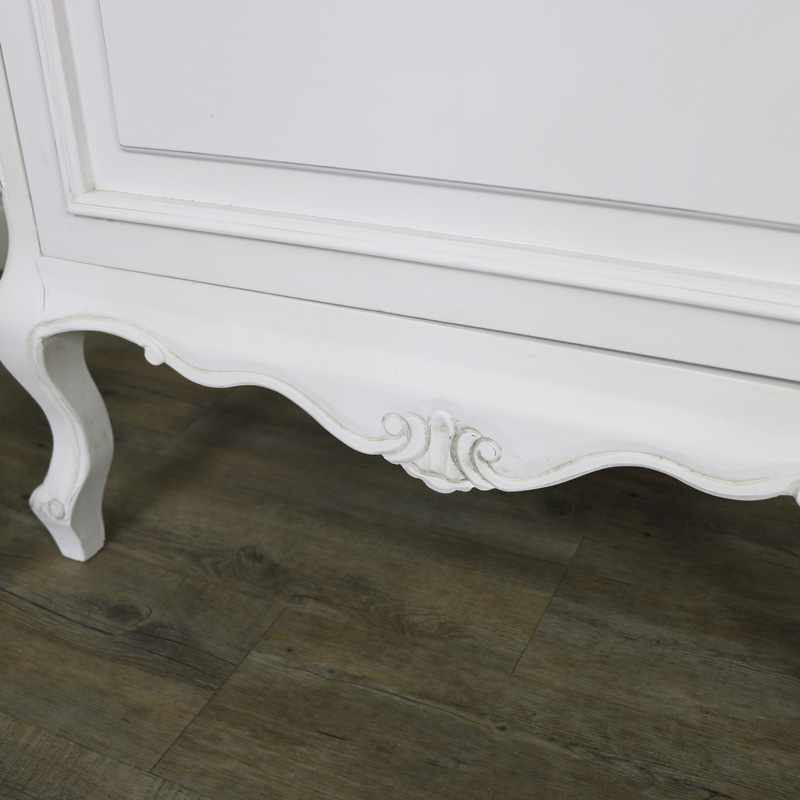 White Ornate French Single Wardrobe - Elise White Range