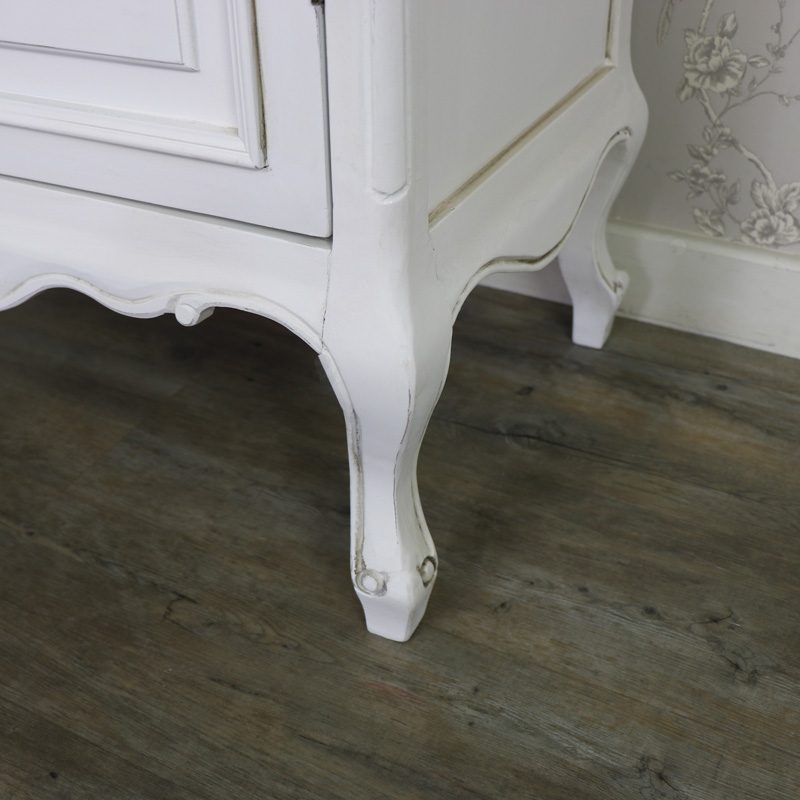 White Ornate French Single Wardrobe - Elise White Range