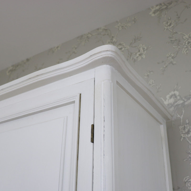 White Ornate French Single Wardrobe - Elise White Range