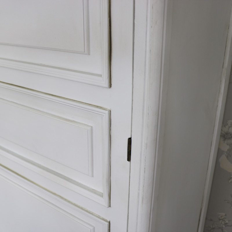 White Ornate French Single Wardrobe - Elise White Range