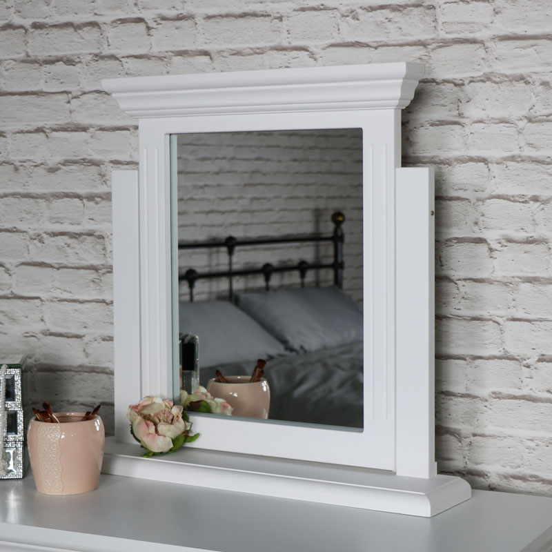 White Tabletop Vanity Mirror Daventry Range White Tabletop Vanity Mirror Daventry, Modern Tabletop Vanity Mirror