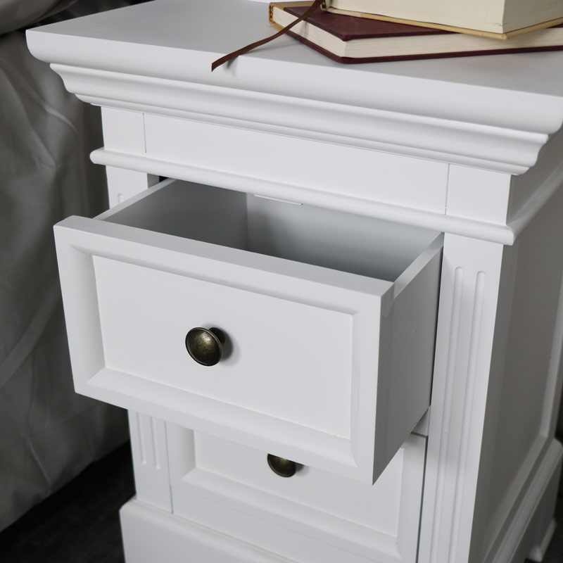 White Vintage Bedside Table - Daventry White Range SECONDS ITEM