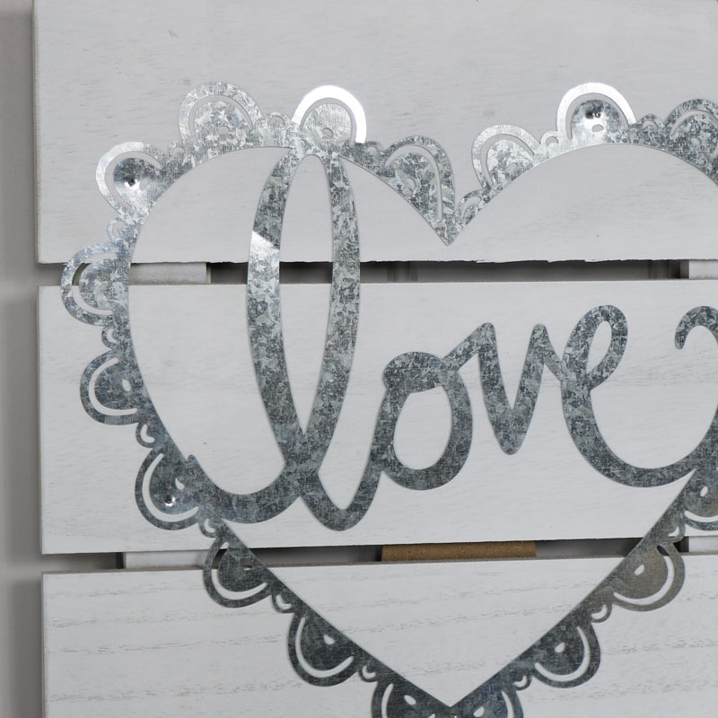 White Wooden Love Wall/Standing Plaque 