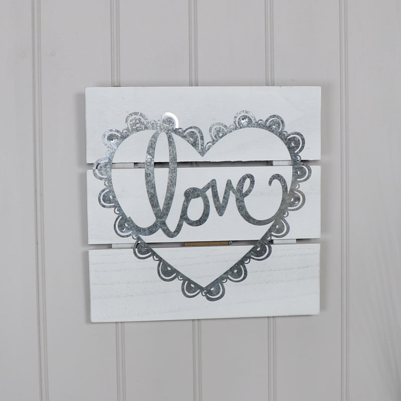 White Wooden Love Wall/Standing Plaque 