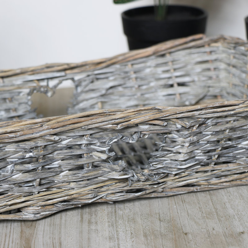 Wicker Basket Tray with Heart Detail 