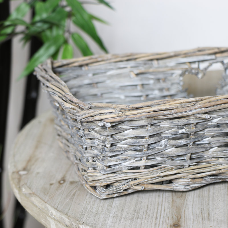 Wicker Basket Tray with Heart Detail 