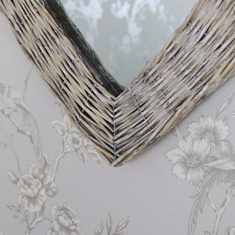 Wicker Heart Shaped Wall Mirror