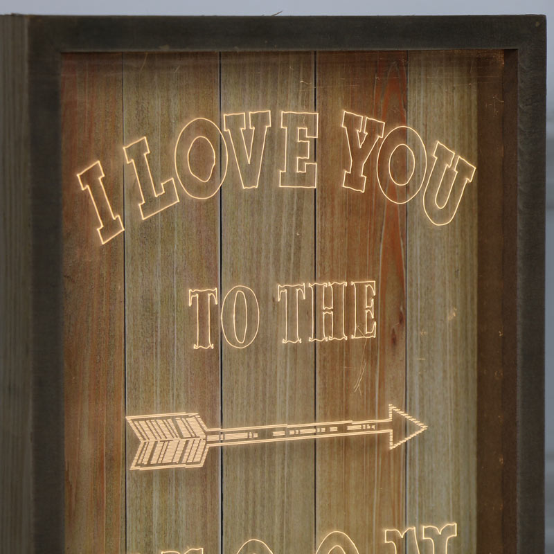 Wooden Framed LED Light Up Plaque "I Love You....."