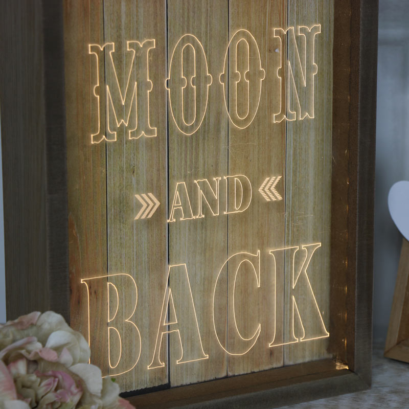 Wooden Framed LED Light Up Plaque "I Love You....."