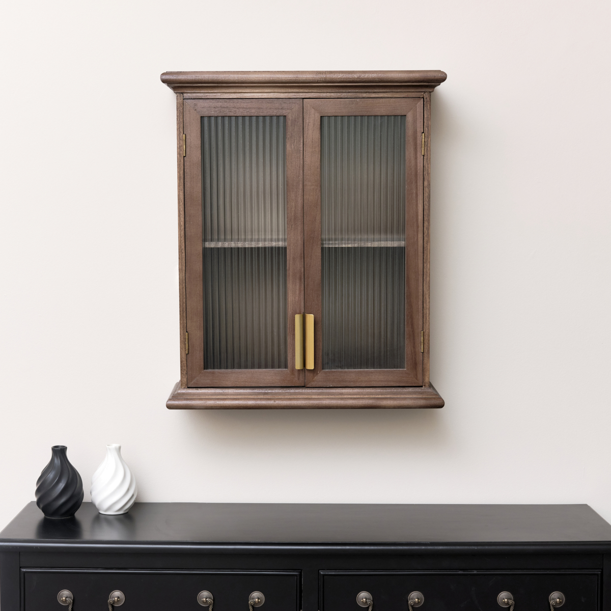 Wooden Reeded Glass Wall