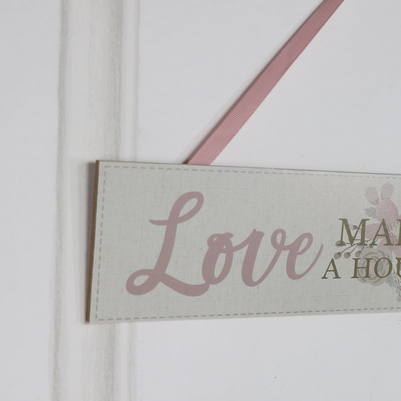 Wooden Wall Plaque "Love Makes a House a Home"