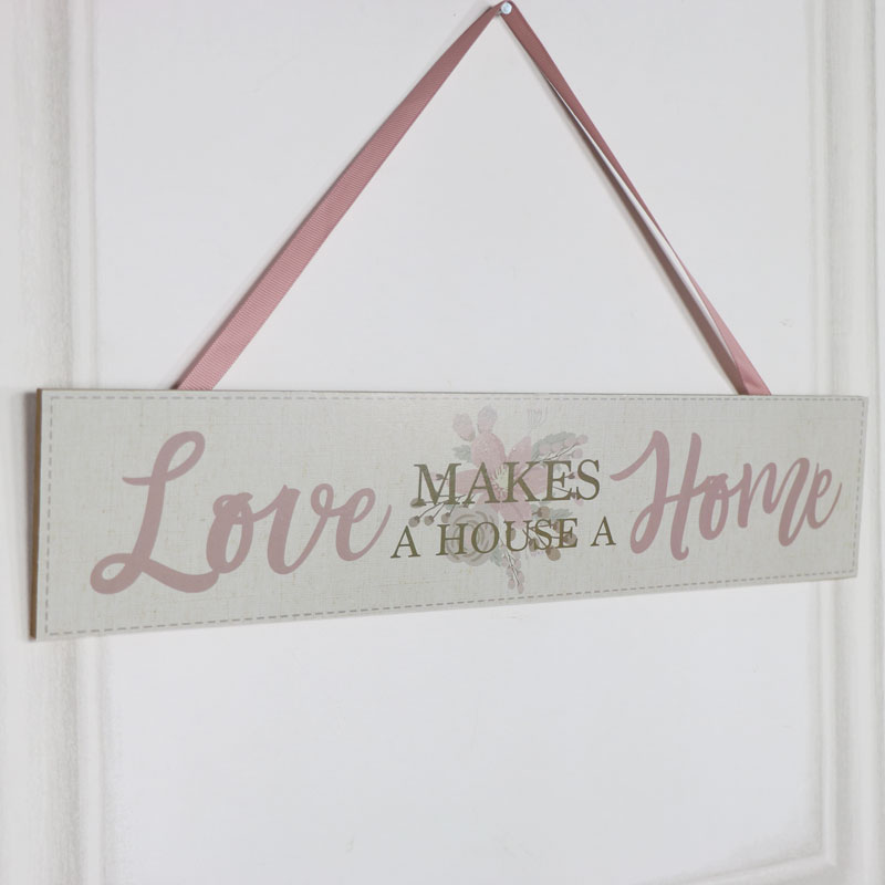 Wooden Wall Plaque "Love Makes a House a Home"