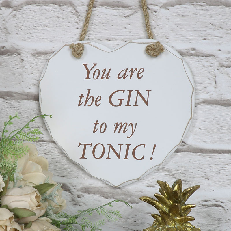 'You Are The Gin To My Tonic' Hanging Heart