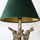 Antique Gold Hares Table Lamp with Green Shade