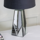 Bevelled Mirrored table lamp With Grey Shade