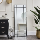 Black Framed Art Deco Wall / Leaner Mirror 34cm x 142cm