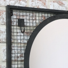 Black Wall Mirror with Shelf & Hooks 52cm x 46cm