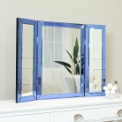 Blue Glass Triple Dressing Table Mirror
