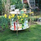 Gold Mirrored Oval Drinks Trolley