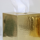 Hammered Gold Metal Tissue Box