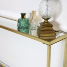 Long Mirrored Top Gold Console Table