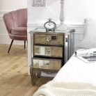 Mirrored 3 Drawer Bedside Table - Tiffany Range