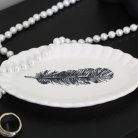 Monochrome Feather Oval Plate