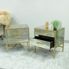 Pair of Gold Mirrored Bedsides / Occasional Tables - Cleopatra Range