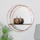 Round Copper Wall Shelf with Mirror