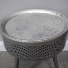 Round  Grey Metal Bedside/Side Table