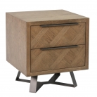 Rustic Wood 2 Drawer Bedside Table - Foxton Range