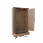 Rustic Wood Double Wardrobe with Drawer - Foxton Range