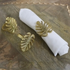 Set of 3 Gold Monstera Leaf Napkin Rings