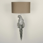 Silver Parrot Wall Light with Taupe Shade