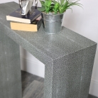 Slim Grey Leather Console Table 