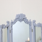 Small Grey Ornate Rose Triple Mirror - 37cm x 38cm