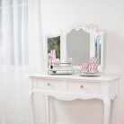 Small White Ornate Rose Triple Mirror - 37cm x 38cm