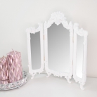 Small White Ornate Rose Triple Mirror - 37cm x 38cm